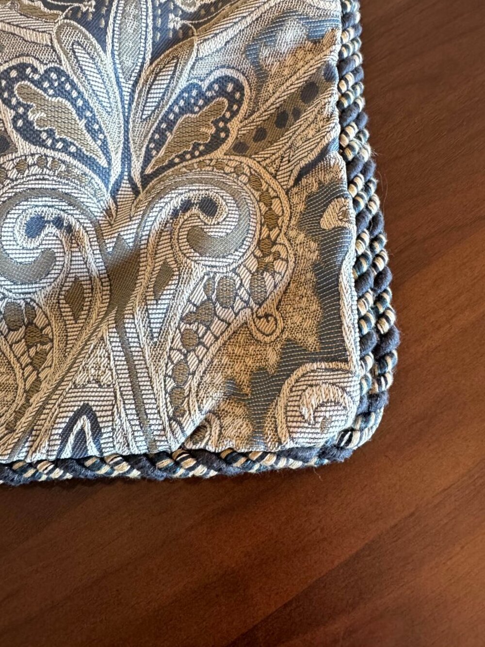 Croscill Blue & Green Jacquard King Pillow Shams w/ Blue & Gold Corded Trim - Picture 6 of 10